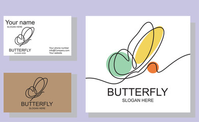 butterfly line art logo design template.continuous line	