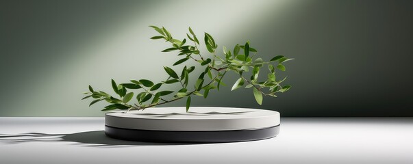 Pedestal Designed For The Display Of Natural Products, Casting Leafy Shadows