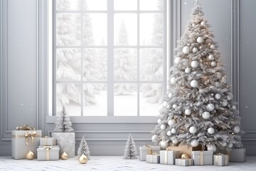 A Christmas Tree In Front Of A Window
