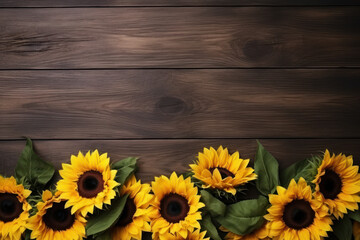 Obraz premium Sunflowers Arrangement on Wooden Rustic Table