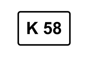 Illustration eines Kreisstraßenschildes der K 58 in Deutschland	