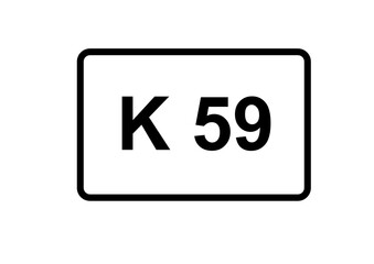 Illustration eines Kreisstraßenschildes der K 59 in Deutschland	