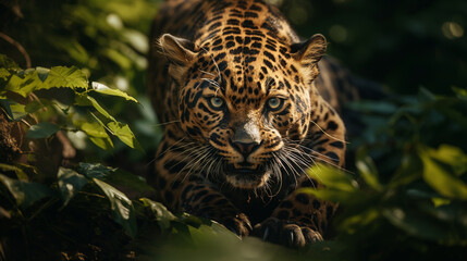 Attentive Jaguar in the Forest