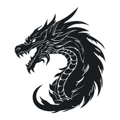 Dragon head silhouette. Dragon logo design