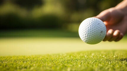 A golfer's club striking a golf ball in exquisite detail, showcasing the dynamic energy and precision required for a perfect shot