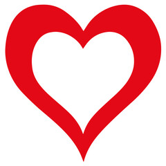 Red heart flat design with transparency in the center