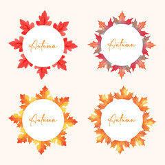 vector autumn fall leaf background floral frame set