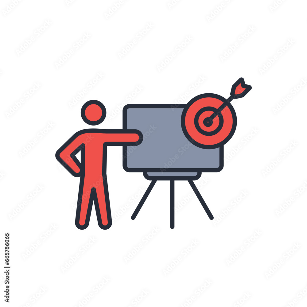 Poster objective icon. vector.editable stroke.linear style sign for use web design,logo.symbol illustration