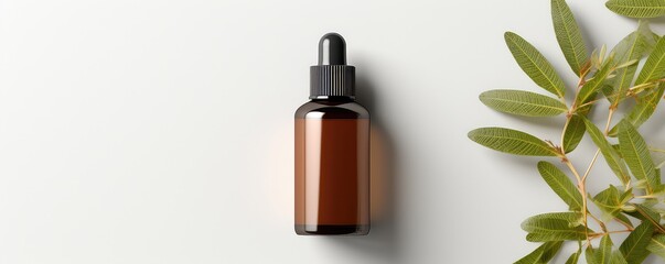 Aromatherapy Brown Cosmetics Bottle Mockup Showcased From Above