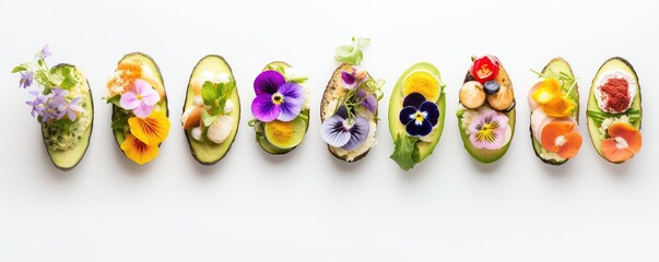 Avocado Canapes Adorned With Edible Flowers