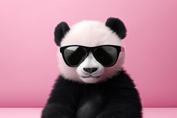 Baby Panda With Cute Sunglasses. Сoncept Baby Panda With Cute Sunglasses, Animal Fashion, Adorable Accessories