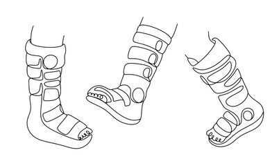 Leg. Orthopedic boot. One line