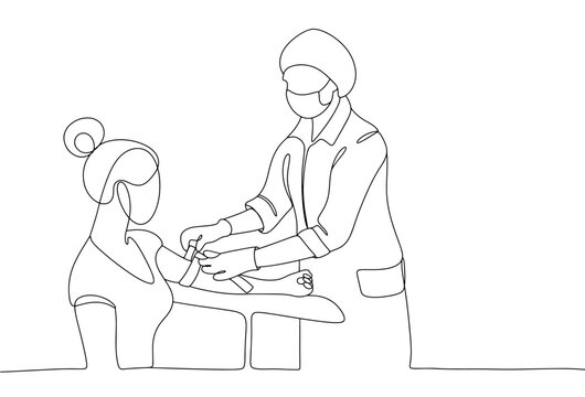 line art doctor drawing blood from patient clip art preview