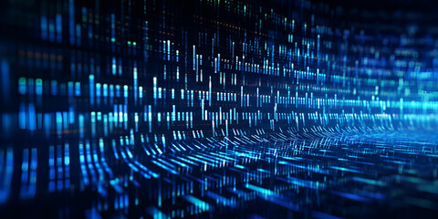 abstract binary codes background may use to stock market or high tech advertising. Digital binary code matrix background, Generative AI - obrazy, fototapety, plakaty