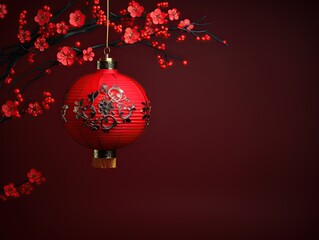 Chinese new year red lantern decoration in the night background 