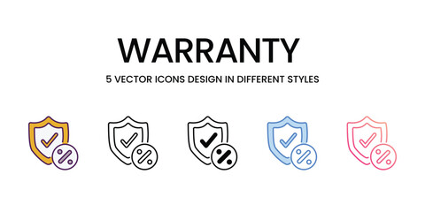 Warranty  icons set, colorline, glyph, outline, gradinet line, icon vector stock illustration isolate white background.