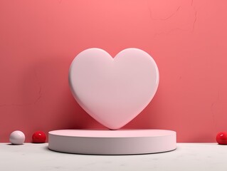 Valentine day minimalist mockup for podium display or product showcase 