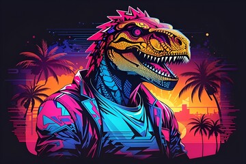 T-rex The Adventure Cyber Art Vivid Style