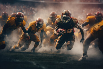 Athletes playing American football - obrazy, fototapety, plakaty