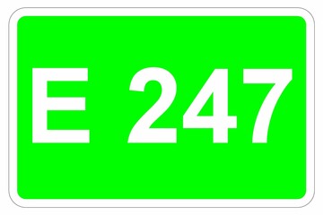 Illustration eines Europastraßenschildes der E 247 in Europa