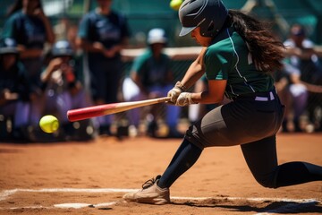 Female athletes playing softball
