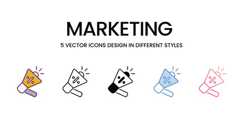 Marketing  icons set, colorline, glyph, outline, gradinet line, icon vector stock illustration isolate white background.
