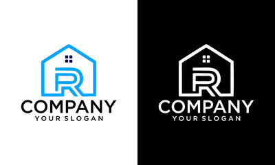 Letter R Roof Building Architecture Roofing House Rooftop Simple Monogram Icon Vector Logo Design