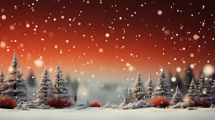 Foto op Plexiglas christmas banner with snowflakes and fir trees © bastien