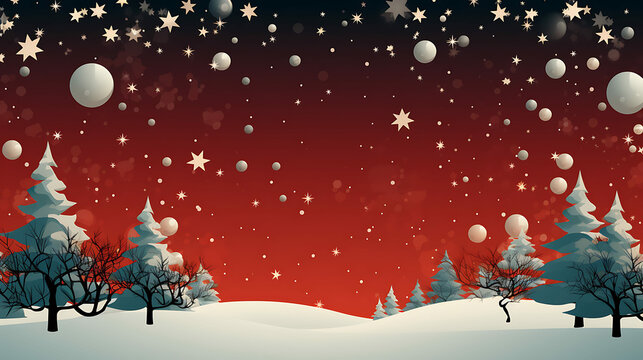 christmas banner with snowflakes and fir trees