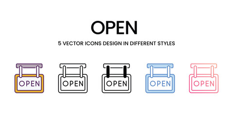 Open  icons set, colorline, glyph, outline, gradinet line, icon vector stock illustration isolate white background.