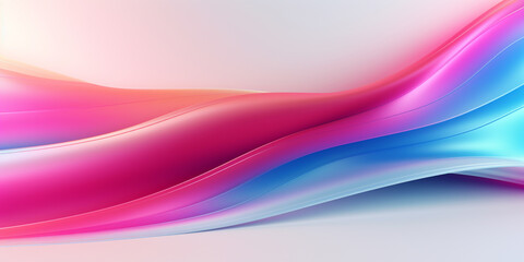 Fototapeta premium ABSTRACT BACKGROUND: Organic Vibrant Neon Glowing Colorful Waves. Abstract Art Design Banner for Technology, Science and Beauty.