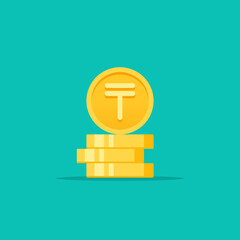 Tenge golden coins stack flat style vector illustration	