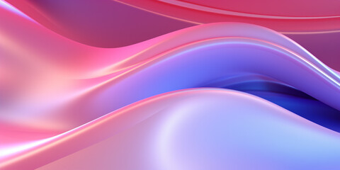 Naklejka premium ABSTRACT BACKGROUND: Organic Soft Neon Glowing Pink and Blue Waves. Abstract Art Design Banner for Technology, Science and Beauty.