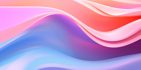 Fototapeta premium ABSTRACT BACKGROUND: Organic Soft Neon Glowing Pink and Blue Waves. Abstract Art Design Banner for Technology, Science and Beauty.