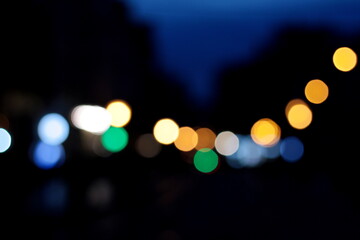 city lights at night, bokeh background