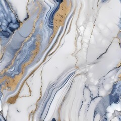 Elegant white marble background with blue and gold spouts, blue and gold combination 