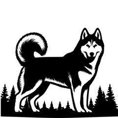 Siberian husky dog vector silhouette © Big Dream
