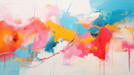 An abstract expressionist painting with vibrant colors using an oil paint medium