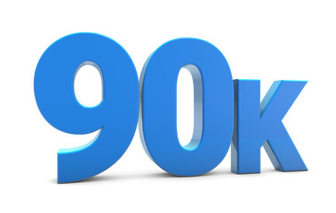 90K sign isolated on transparent background. Thank you for 90k followers 3D. 3D rendering
