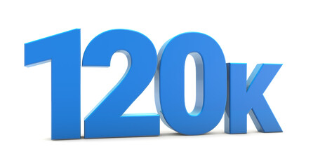 120K sign isolated on transparent background. Thank you for 120k followers 3D. 3D rendering