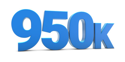 950K sign isolated on transparent background. Thank you for 950k followers 3D. 3D rendering