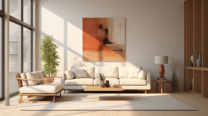 Modern living room, minimalist, ultra realistic, side angle