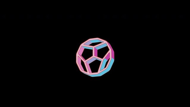 Bright dice d12 icon is jumping merrily. Retro style. Alpha channel black. Looped from frame 120 to 240, Alpha BW at the end