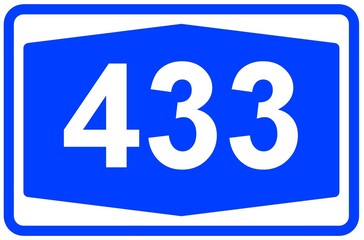 Illustration eines Autobahnschildes der Autobahn 433 in Deutschland