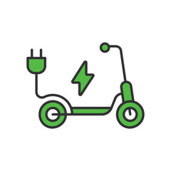 Electric scooter line green icon illustration simple design element vector logo.
