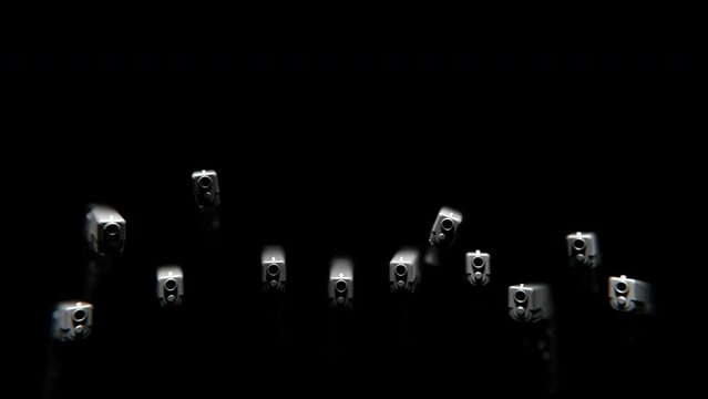 Handguns coming out of the darkness