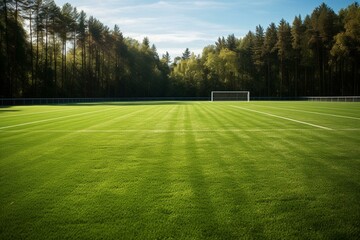 Football pitch with synthetic grass for various ball games. Generative AI
