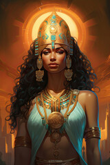 Illustration about Egyptian priestess. - obrazy, fototapety, plakaty