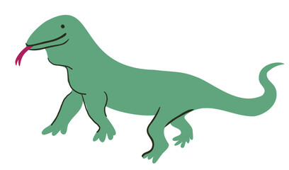 monitor lizard in vector. wild animal in flat style. Template for poster logo icon for app website. Series of animal images in flat style