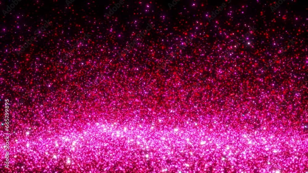 Poster glitter shining red and pink particle rasing, party celebration particle flying in in the air backgr